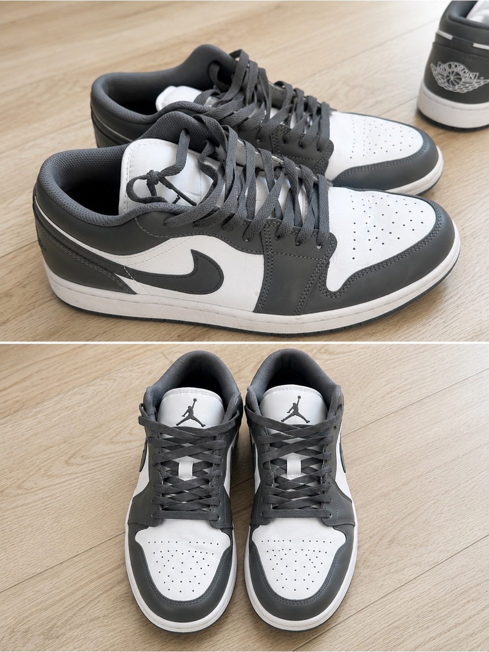 Nike Low-Top Jordans Sneakers in White and Dark Gray